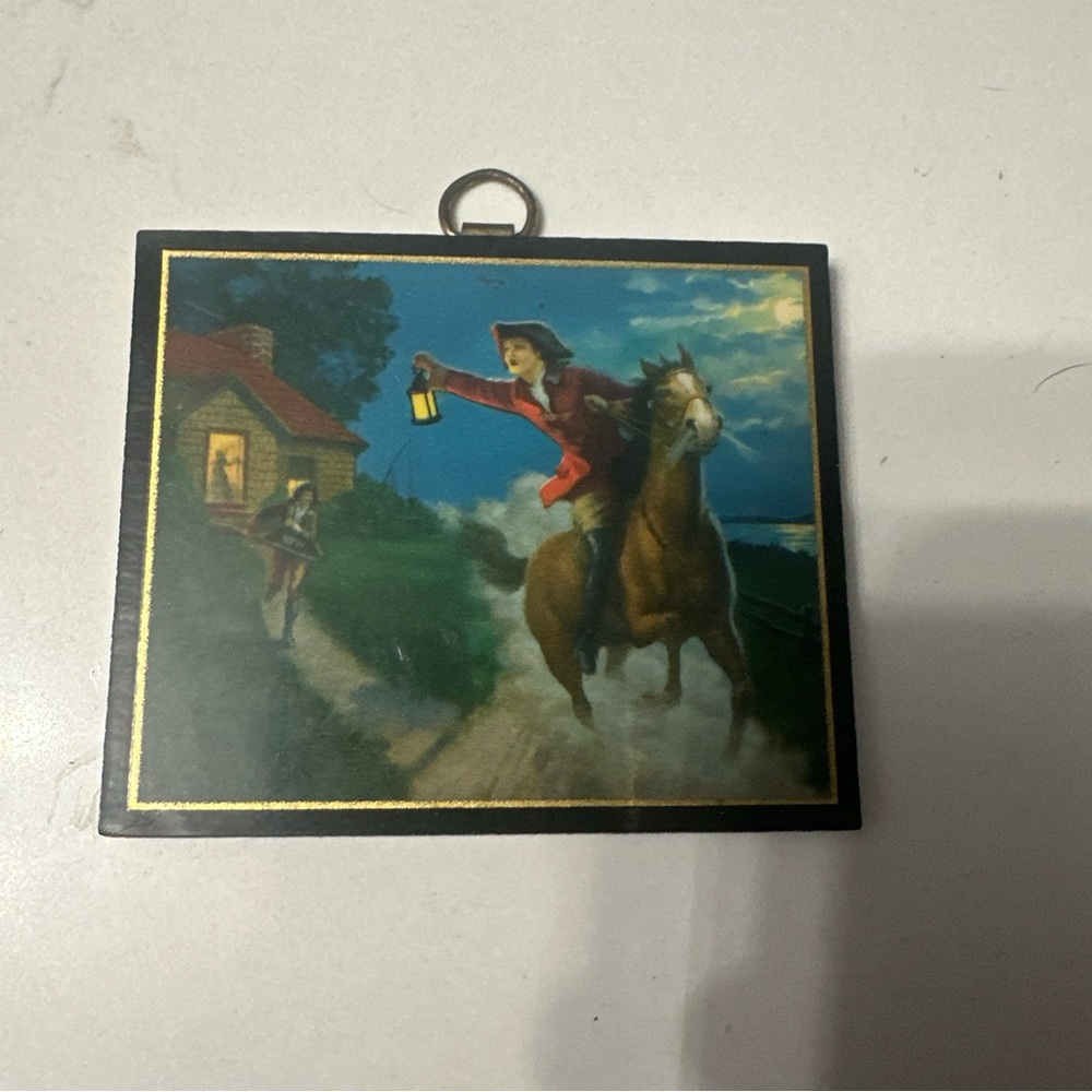 Vintage Paul Revere Midnight Ride Wooden Wall Plaque Americana